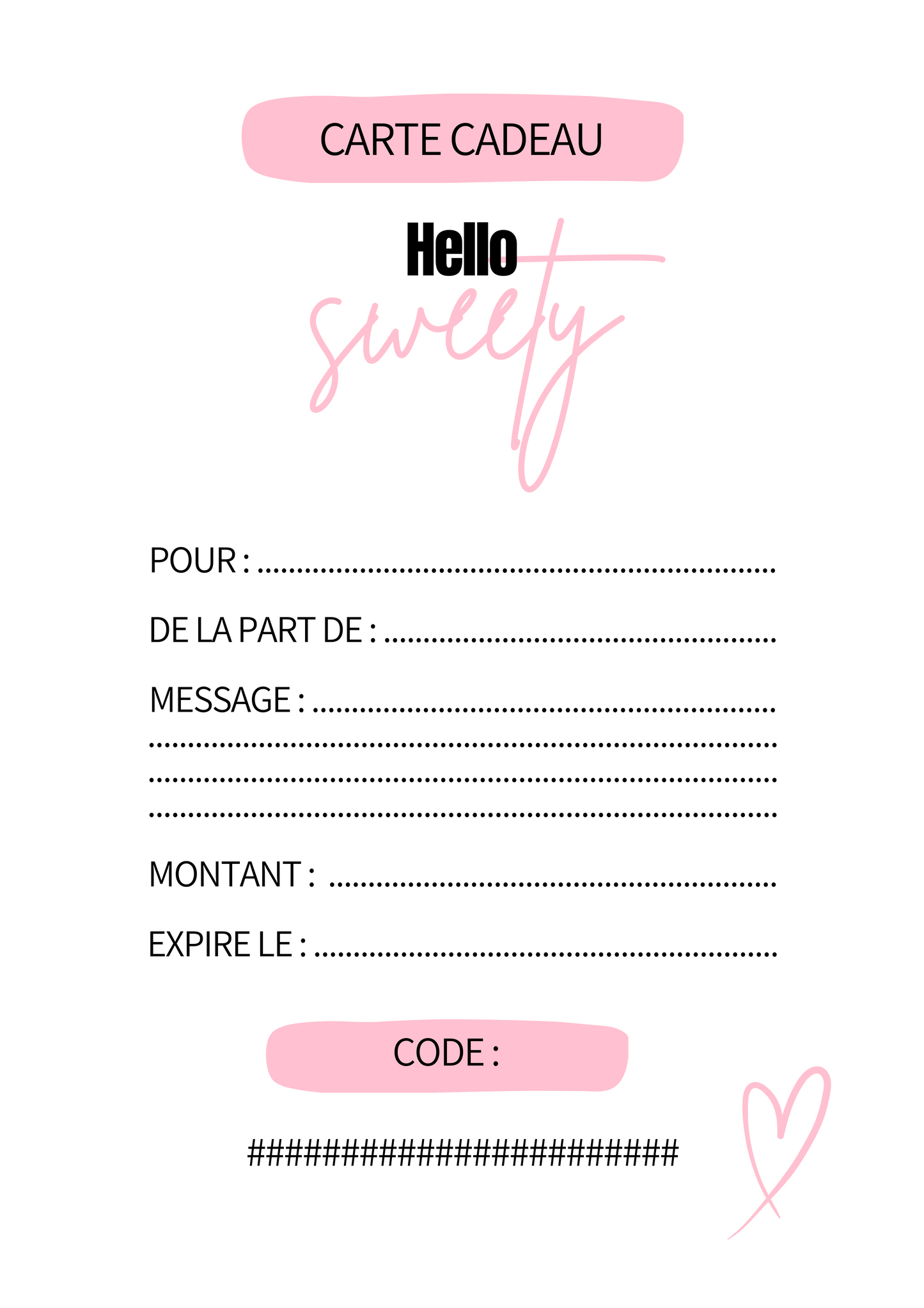 Cartes cadeaux - Hello Sweety